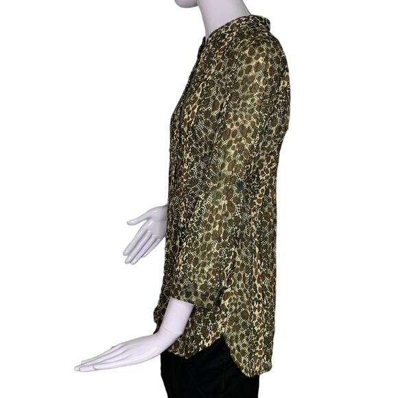 Kim Rogers Top Button Down Size M Brown Animal Print - Picture 9 of 13
